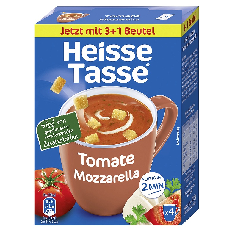 ERASCO HEISSE TASSE TOMATE MOZZARELLA 4 X 18.4G